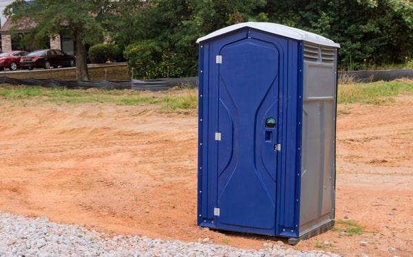 Special event portable restrooms arranged with stanchions in Fort Worth, Texas